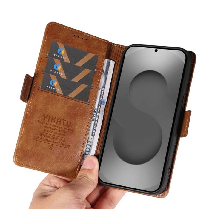 YIKATU - YIKATU Samsung Galaxy S26 Ultra Fodral Konstläder Litchi - Brun