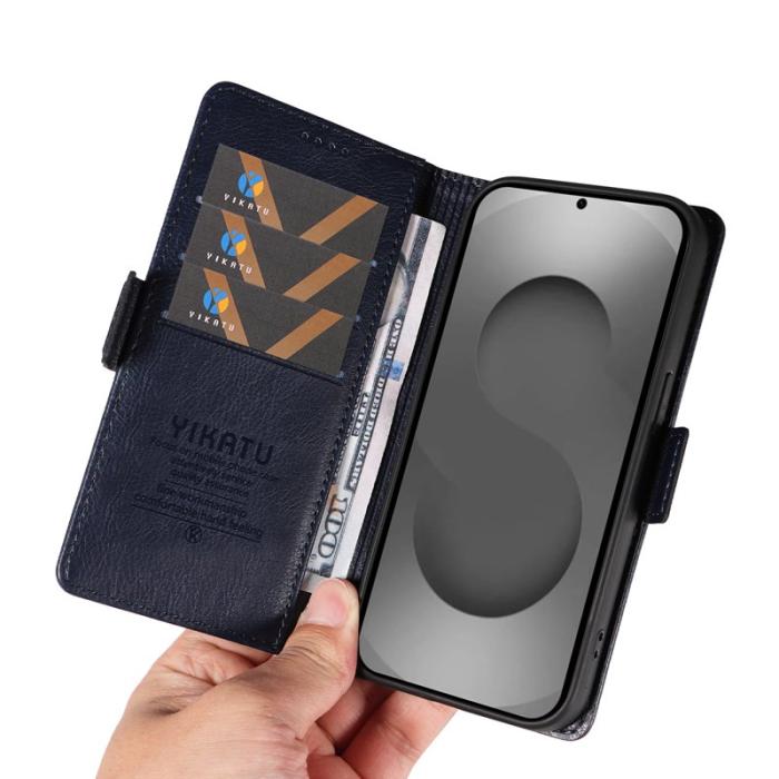 YIKATU - YIKATU Samsung Galaxy S26 Ultra Fodral Konstläder Litchi - Marinblå