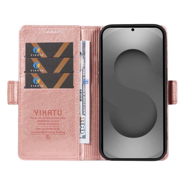 OEM - YIKATU Samsung Galaxy S26 Ultra Fodral Konstläder Litchi - Roséguld
