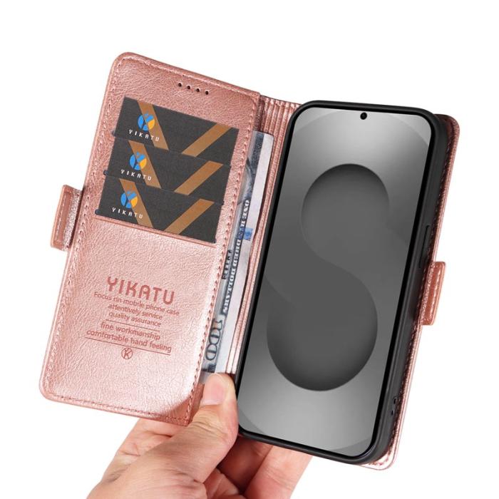 OEM - YIKATU Samsung Galaxy S26 Ultra Fodral Konstläder Litchi - Roséguld