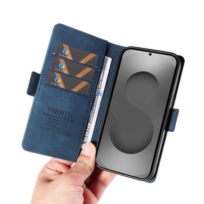 YIKATU - YIKATU Samsung Galaxy S26 Ultra Fodral Pattern Äkta Läder - Blå