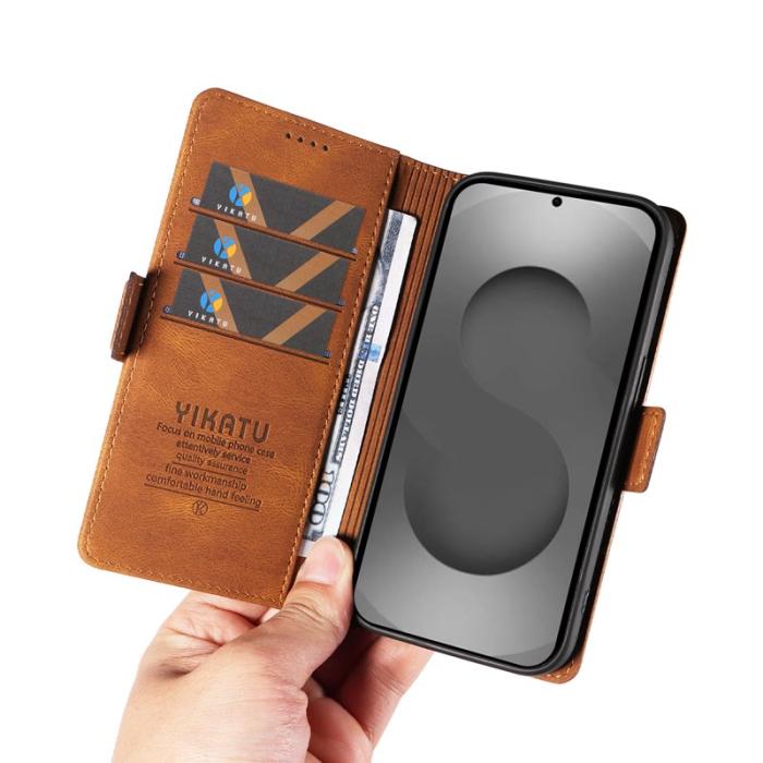 YIKATU - YIKATU Samsung Galaxy S26 Ultra Fodral Pattern Äkta Läder - Brun