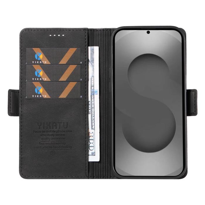 YIKATU - YIKATU Samsung Galaxy S26 Ultra Fodral Pattern Äkta Läder - Svart