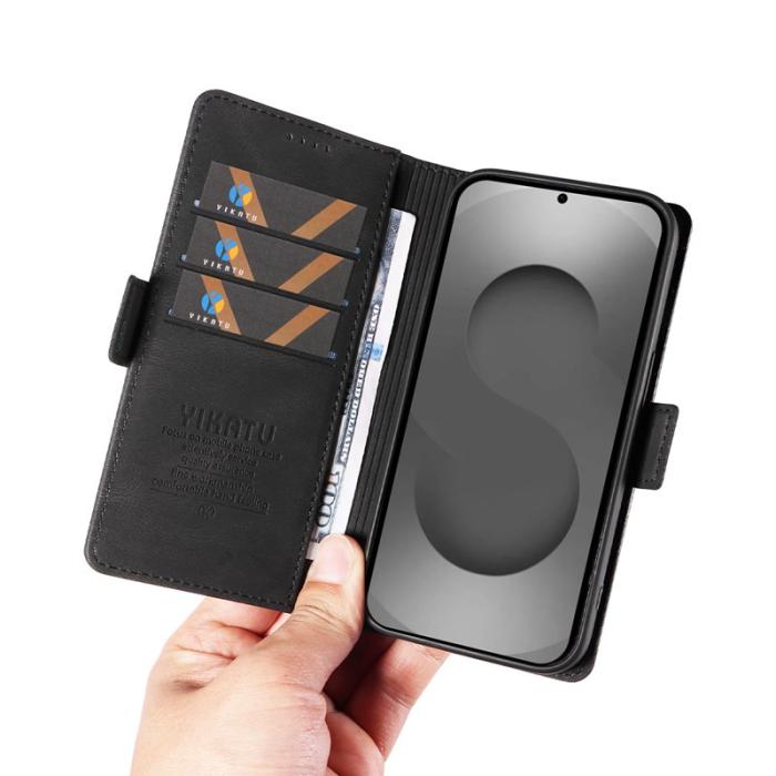 YIKATU - YIKATU Samsung Galaxy S26 Ultra Fodral Pattern Äkta Läder - Svart