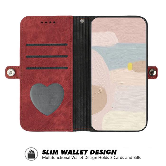 OEM - YX0020 Samsung Galaxy A55 5G Fodral Äkta Läder Magnetstängning - Röd