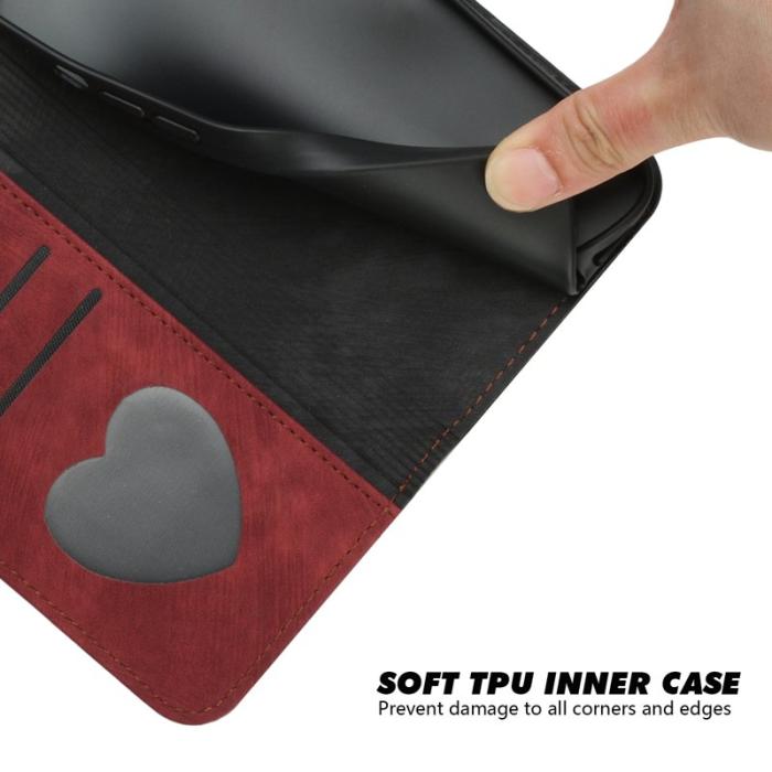 OEM - YX0020 Samsung Galaxy A55 5G Fodral Äkta Läder Magnetstängning - Röd