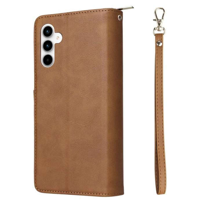 OEM - Zipper Samsung Galaxy A35 5G Fodral Äkta Läder - Brun