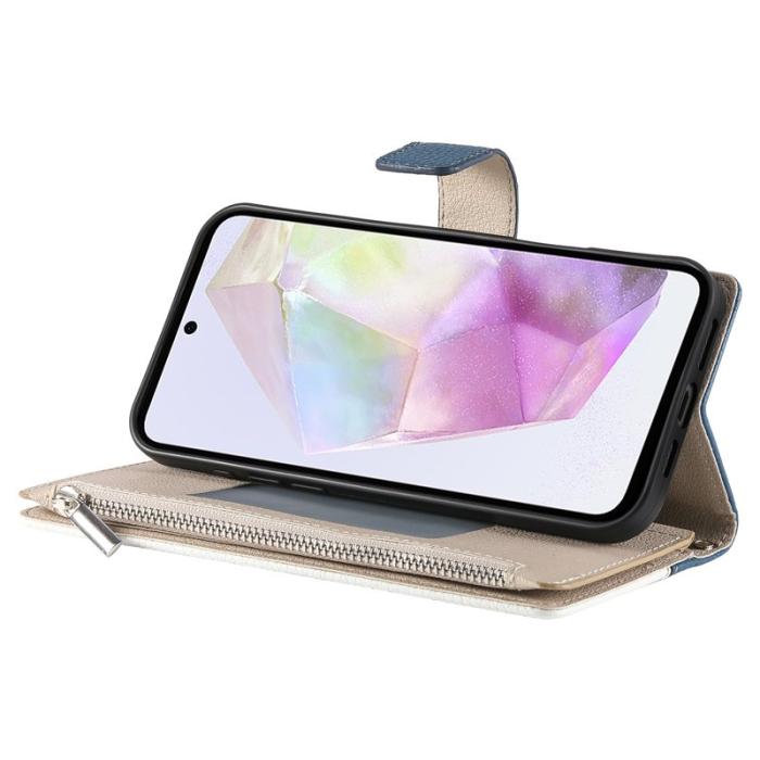 OEM - Zipper Samsung Galaxy A35 5G Fodral Konstläder - Mörkblå