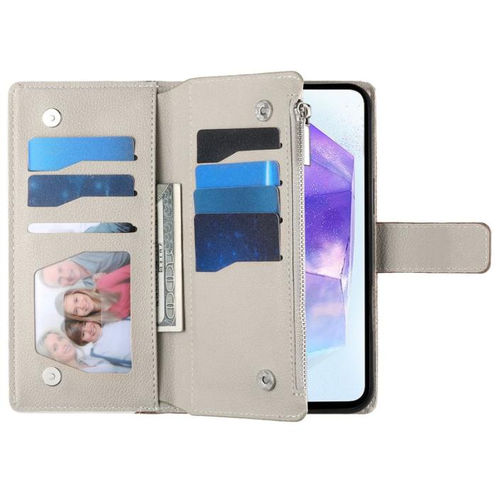 OEM - Zipper Samsung Galaxy A55 5G Fodral Konstläder Splicing - Röd