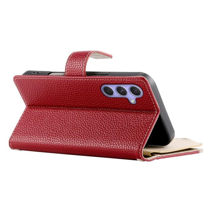 OEM - Zipper Samsung Galaxy A55 5G Fodral Konstläder Splicing - Röd