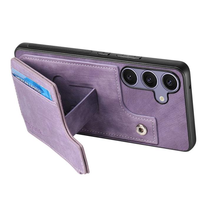 OEM - Zipper Samsung Galaxy A55 5G Skal Äkta Läder + Plast - Lila