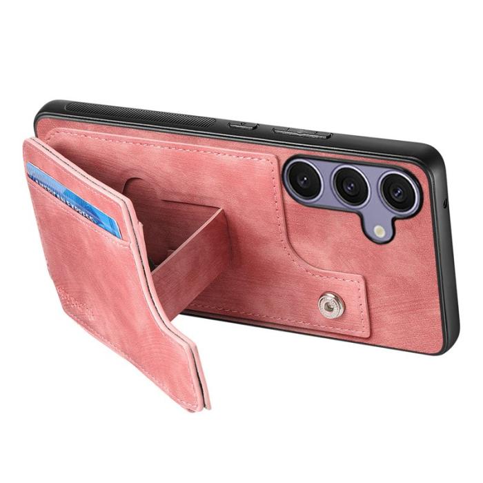 OEM - Zipper Samsung Galaxy A55 5G Skal Äkta Läder + Plast - Rosa