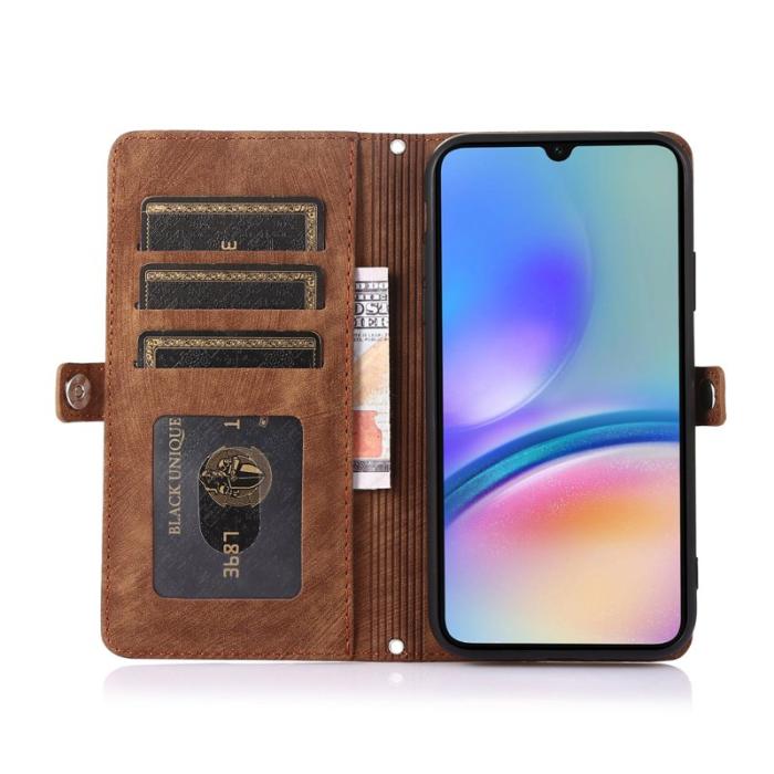 OEM - Zipper Samsung Galaxy A55 5G Skal PU Läder - Brun