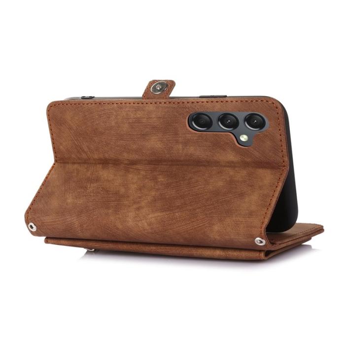 OEM - Zipper Samsung Galaxy A55 5G Skal PU Läder - Brun