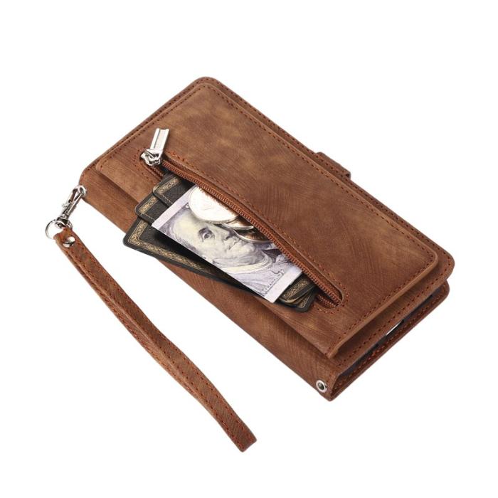 OEM - Zipper Samsung Galaxy A55 5G Skal PU Läder - Brun