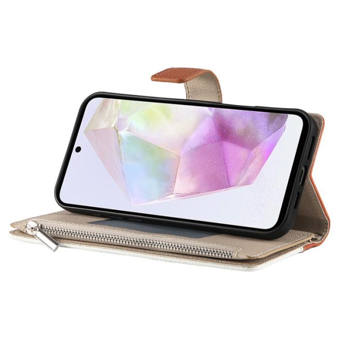 OEM - Zipper Wallet Samsung Galaxy A35 5G Fodral Konstläder - Brun