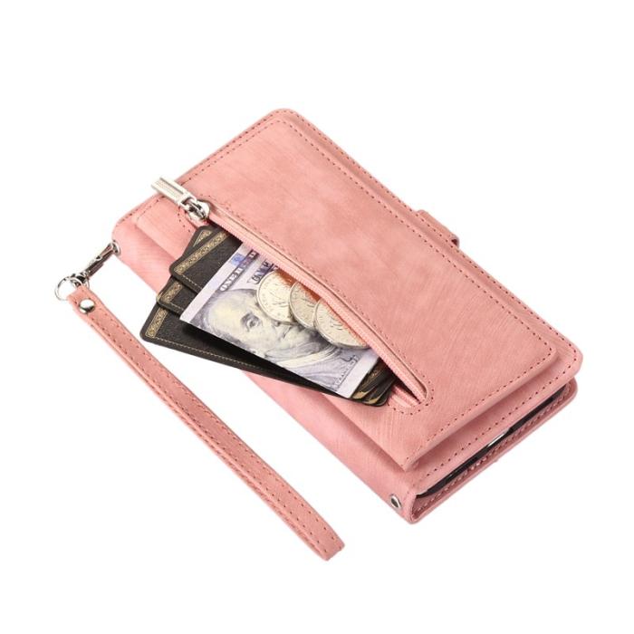 OEM - ZIZO Samsung Galaxy A35 5G Skal PU Läder Med Dragkedja - Roséguld