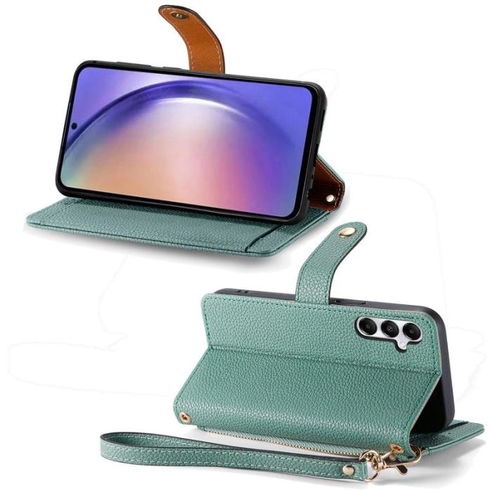 OEM - ZIZO Samsung Galaxy A55 5G Fodral Konstläder Med Handrem - Grön