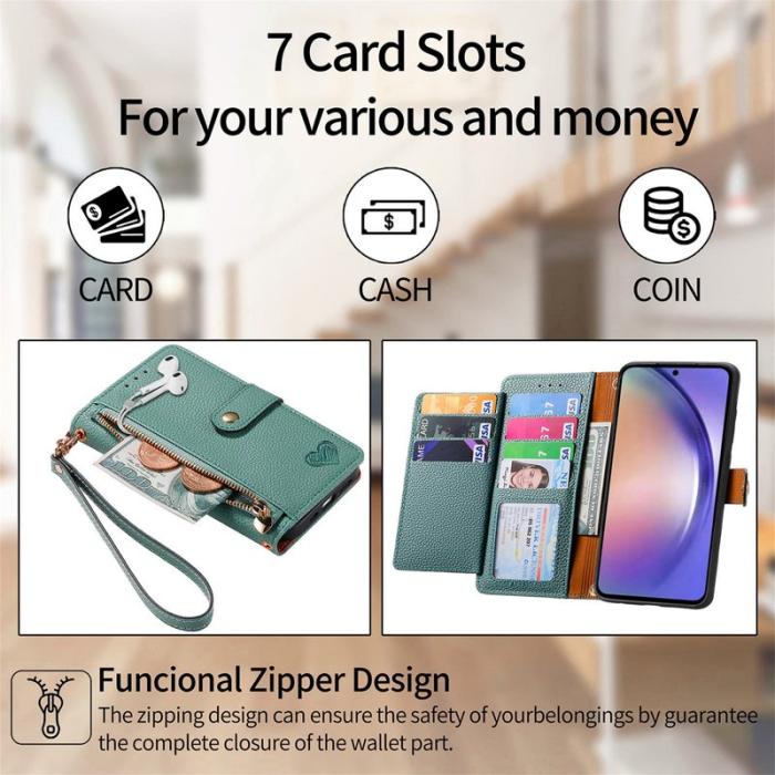 OEM - ZIZO Samsung Galaxy A55 5G Fodral Konstläder Med Handrem - Grön