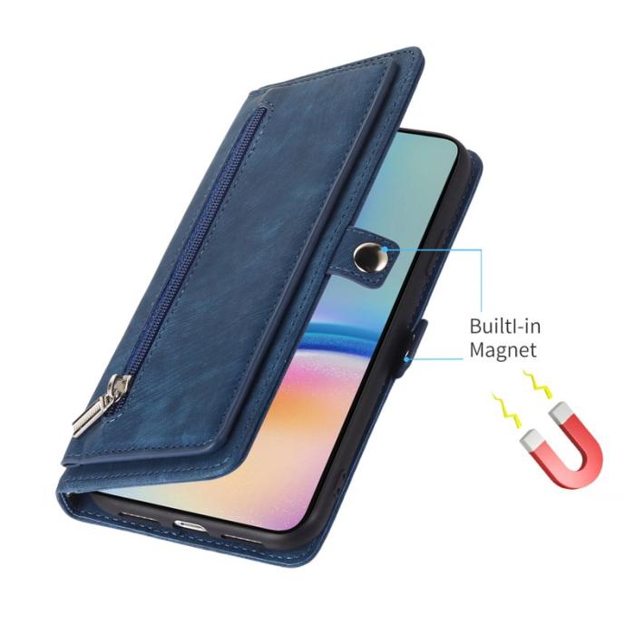 OEM - ZIZO Samsung Galaxy A55 5G Skal PU Läder Med Dragkedja - Blå