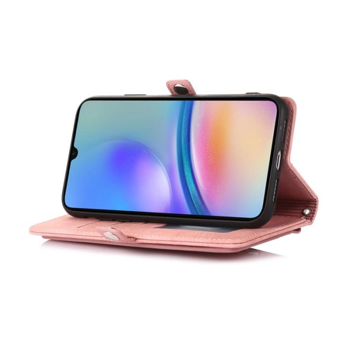 OEM - ZIZO Samsung Galaxy A55 5G Skal PU Läder Med Dragkedja - Roséguld