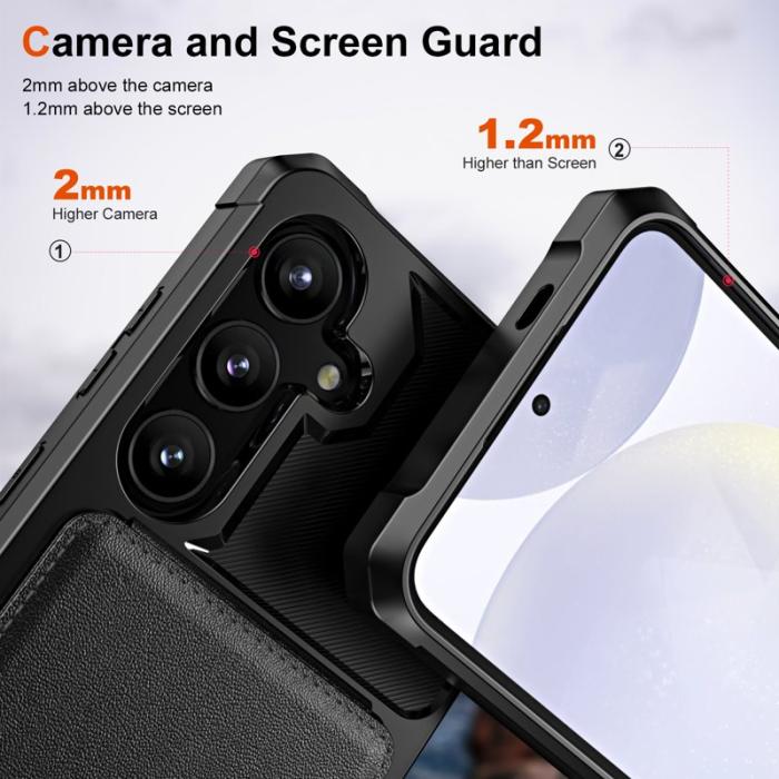 OEM - ZM11 Samsung Galaxy A55 5G Skal Äkta Läder + TPU - Svart