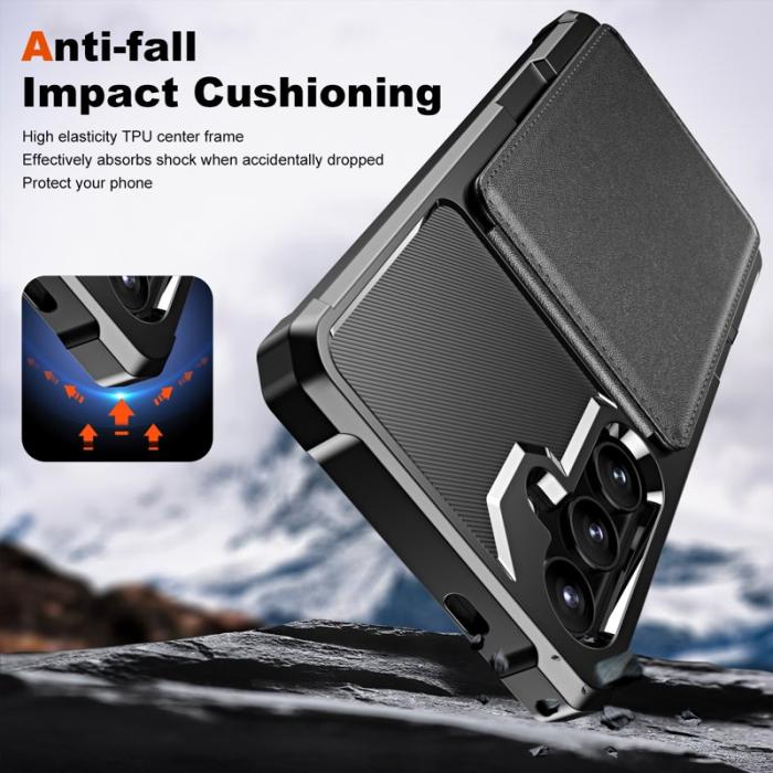 OEM - ZM11 Samsung Galaxy A55 5G Skal Äkta Läder + TPU - Svart