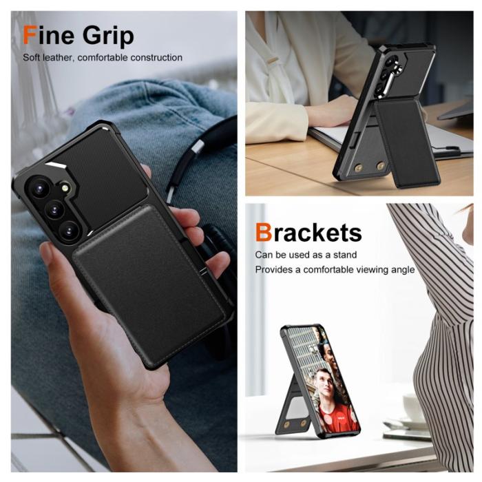 OEM - ZM11 Samsung Galaxy A55 5G Skal Äkta Läder + TPU - Svart