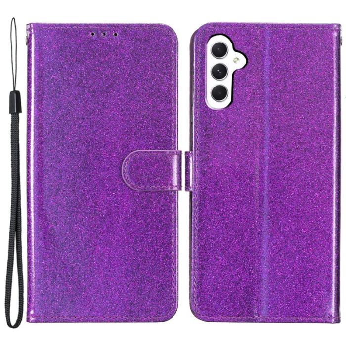 OEM - ABEEL Samsung Galaxy A35 5G Fodral Äkta Läder Glittrande - Lila