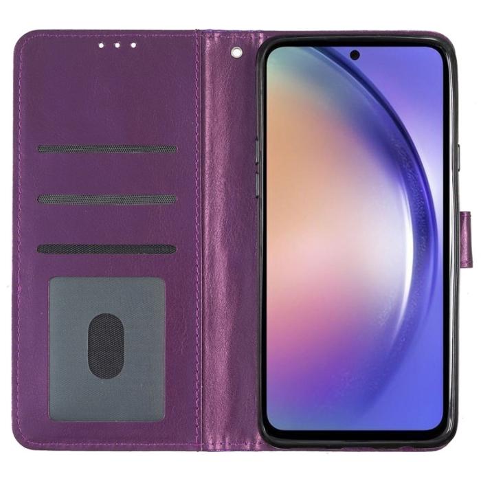 OEM - ABEEL Samsung Galaxy A35 5G Fodral Äkta Läder Glittrande - Lila
