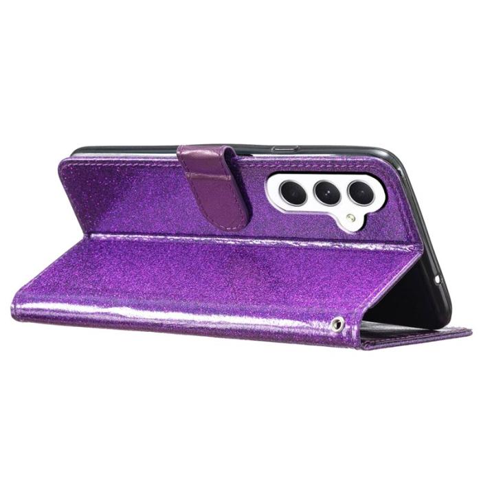 OEM - ABEEL Samsung Galaxy A35 5G Fodral Äkta Läder Glittrande - Lila