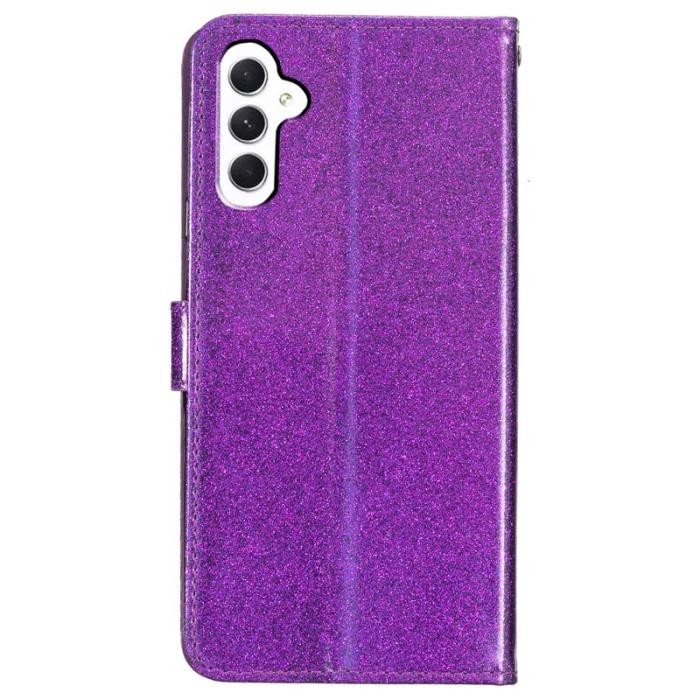 OEM - ABEEL Samsung Galaxy A35 5G Fodral Äkta Läder Glittrande - Lila