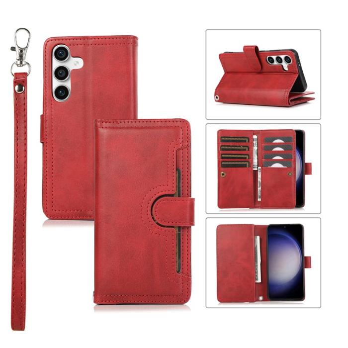 OEM - ABEEL Samsung Galaxy S26 Plus Fodral Äkta Läder Magnetiskt Skydd - Röd