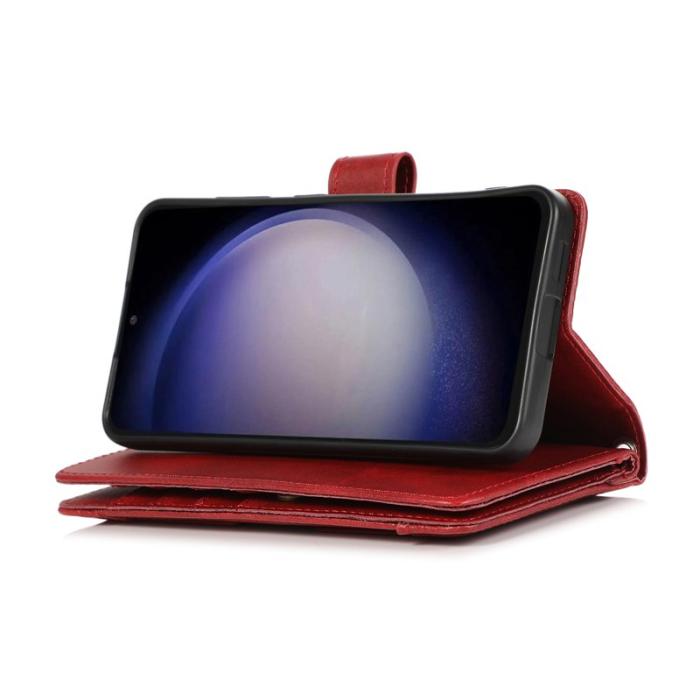 OEM - ABEEL Samsung Galaxy S26 Plus Fodral Äkta Läder Magnetiskt Skydd - Röd