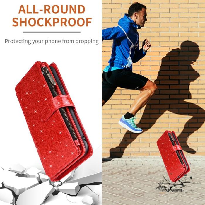 ASUWISH - ASUWISH Samsung Galaxy A35 5G Skal Glitter Konstläder - Röd