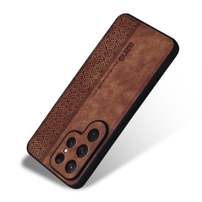 AZNS - AZNS Samsung Galaxy S26 Ultra Skal PU Läder Skydd - Brun