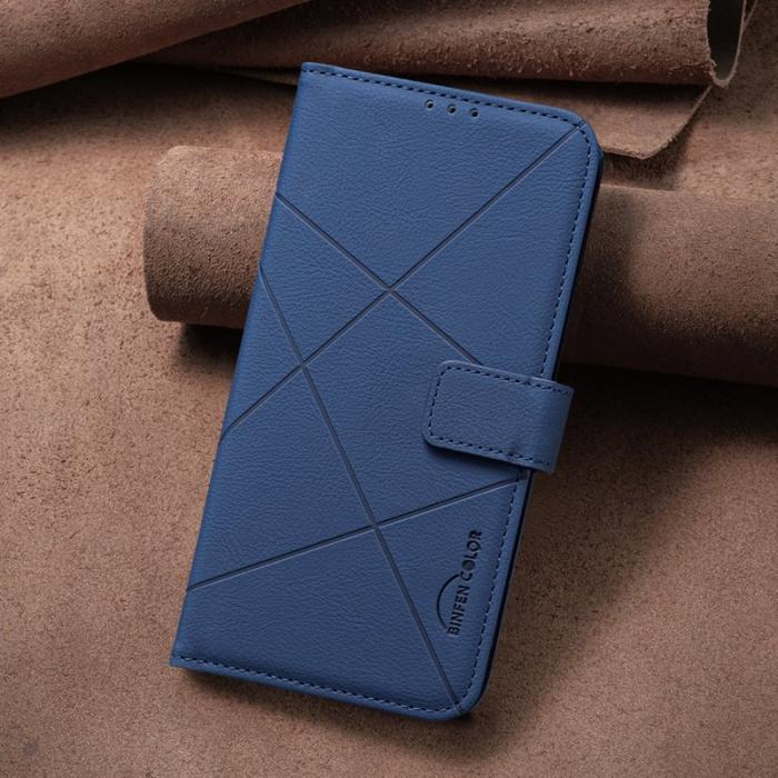 BINFEN COLOR - BINFEN Samsung Galaxy A35 5G Fodral Äkta Läder RFID Skydd - Blå