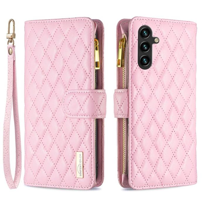 BINFEN COLOR - BINFEN Samsung Galaxy A35 5G Skal Med Dragkedja Ställ - Rosa