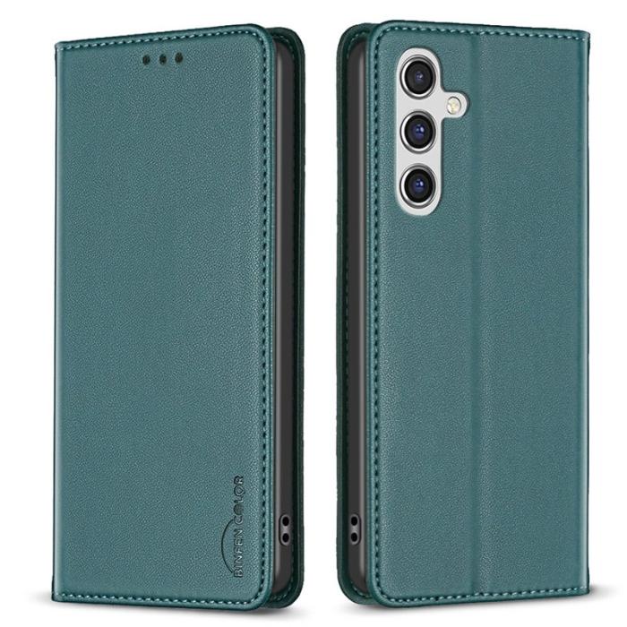 BINFEN COLOR - BINFEN Samsung Galaxy A35 5G Skal PU Läder Kortfodral - Grön