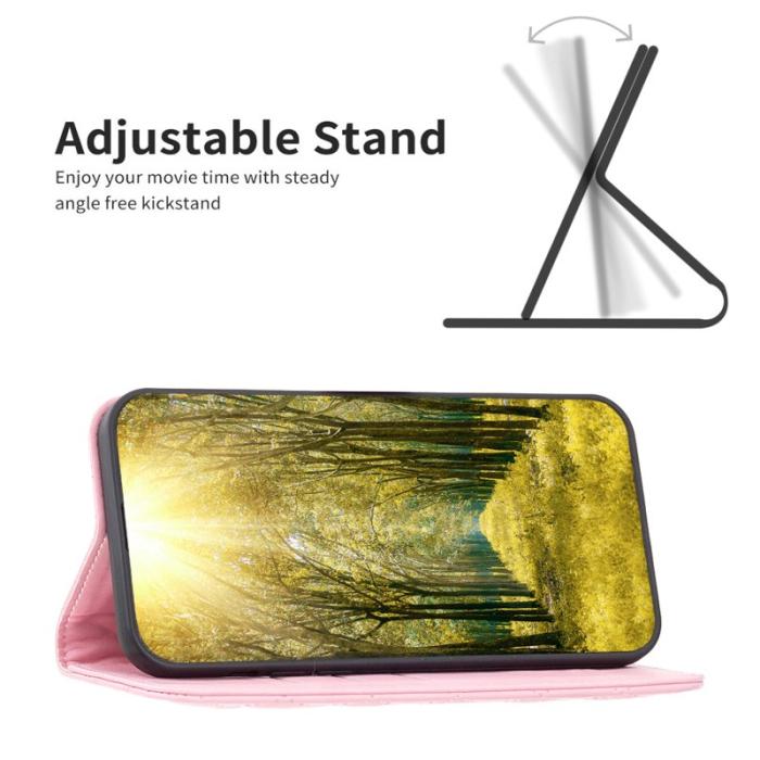 BINFEN COLOR - BINFEN Samsung Galaxy A35 5G Skal Ställfunktion - Rosa