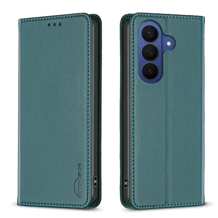 BINFEN COLOR - BINFEN Samsung Galaxy S26 Plus Skal Äkta Läder Ställfodral - Grön