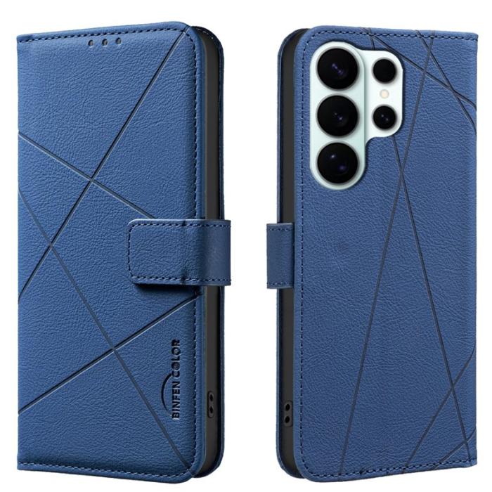 BINFEN COLOR - BINFEN Samsung Galaxy S26 Ultra Fodral Äkta Läder RFID Skydd - Blå