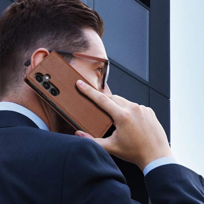 OEM - BKS Samsung Galaxy A35 5G Skal PU Läder + TPU - Brun