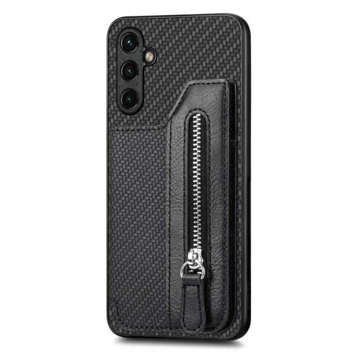 OEM - Samsung Galaxy A35 5G Fodral Äkta Läder + Plast - Svart