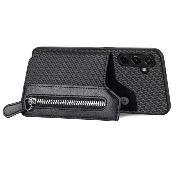 OEM - Samsung Galaxy A35 5G Fodral Äkta Läder + Plast - Svart