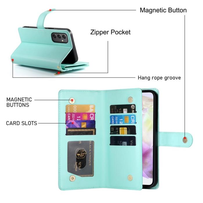 OEM - Samsung Galaxy A35 5G Skal Konstläder Fickfodral - Mintgrön