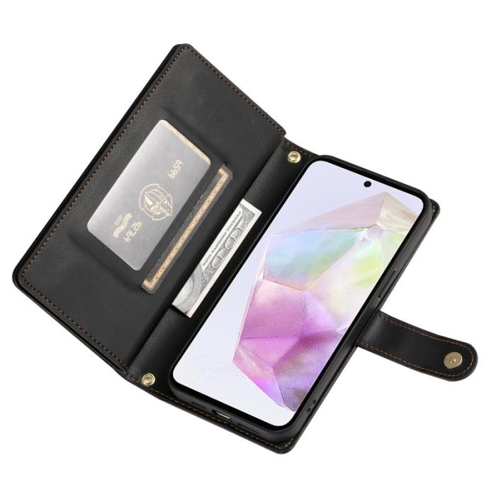 OEM - Samsung Galaxy A35 5G Skal PU Läder Fickfodral - Svart