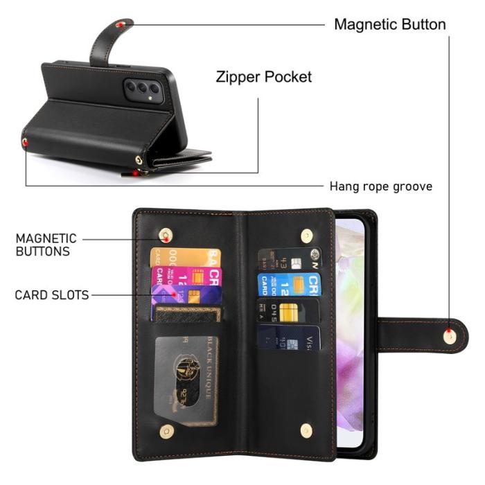 OEM - Samsung Galaxy A35 5G Skal PU Läder Fickfodral - Svart