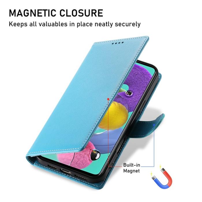OEM - Samsung Galaxy A35 5G Fodral Äkta Läder Magnetisk - Ljusblå