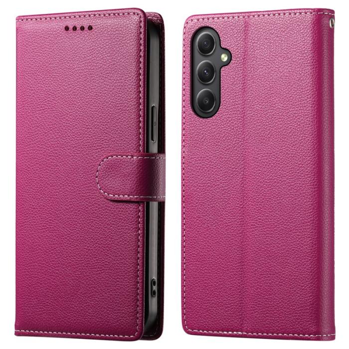 OEM - Samsung Galaxy A35 5G Fodral Äkta Läder Magnetisk - Rosa